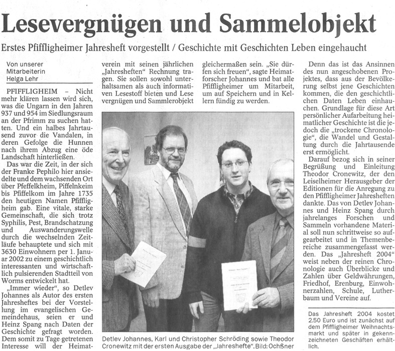 Vorstellung Jahresheft 2004