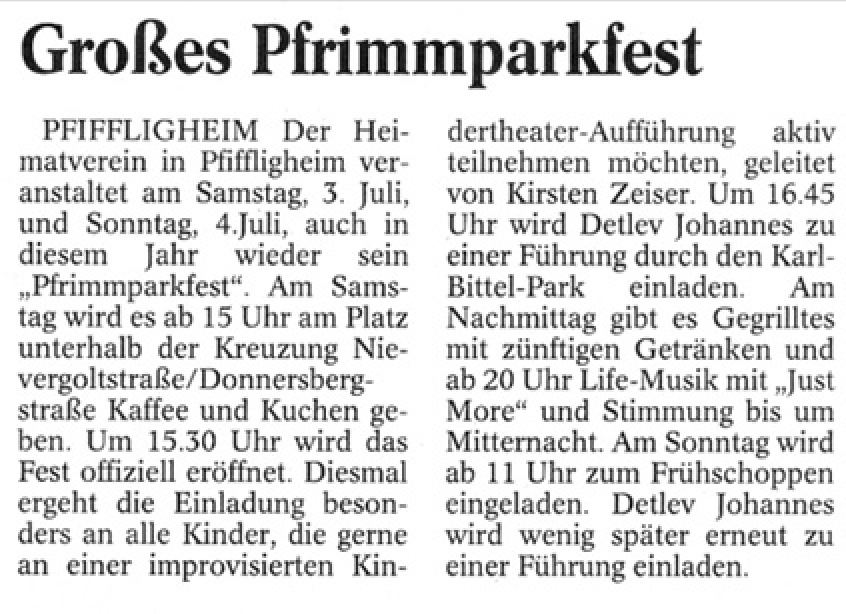 Großes Pfrimmparkfest