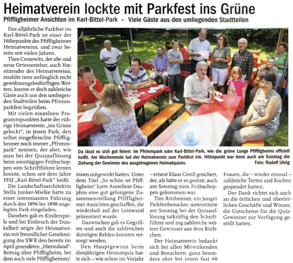 Heimatverein lockt mit Parkfest ins Grüne